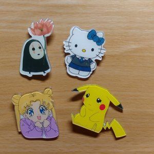 💖5/$25💖  Kawaii Cute Pikachu Ghibli Pins Set of5